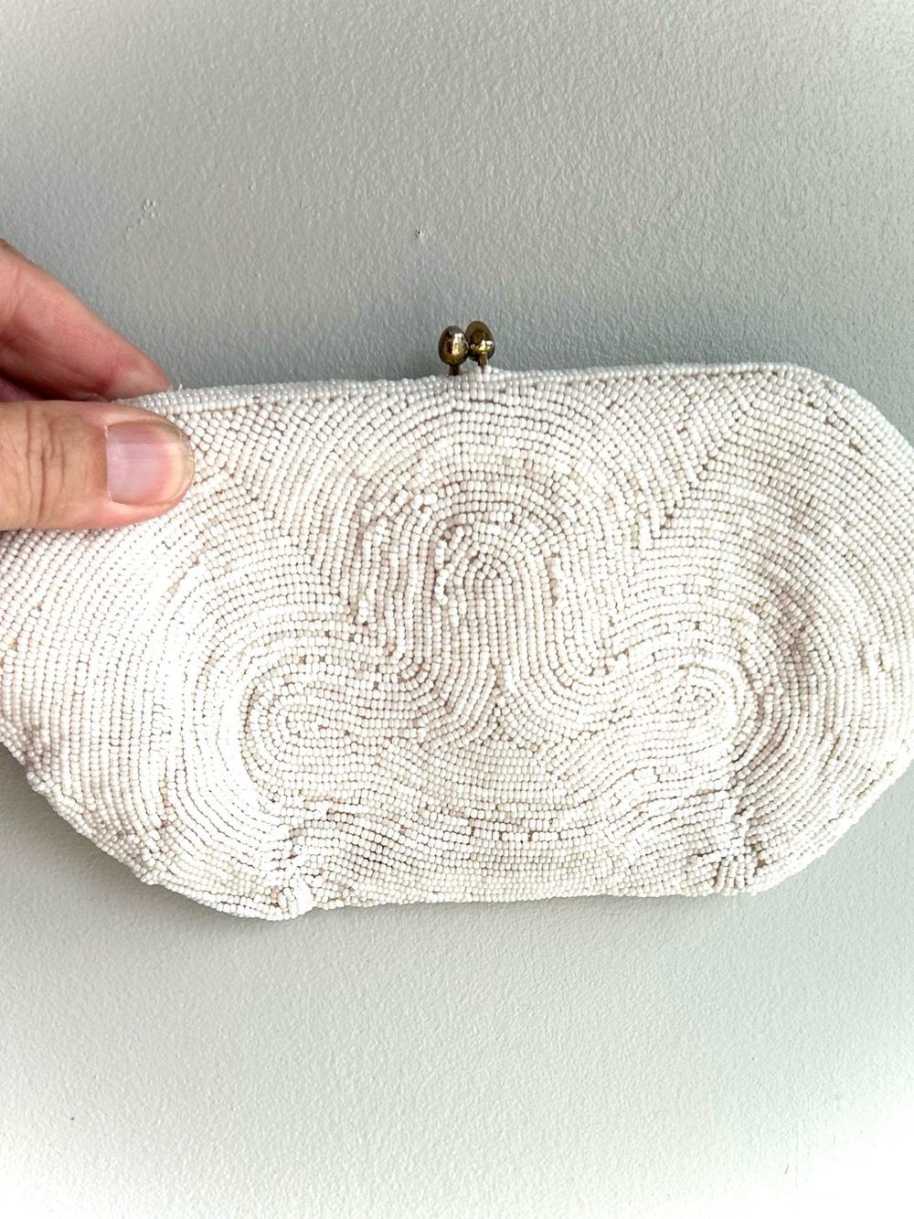 ANTIQUE 1930’s 40’s bridal clutch purse hand beaded made in japan